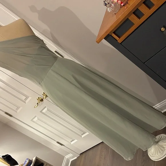 Chic One Shoulder Dress in Soft Sage Green - Picture 6 of 11